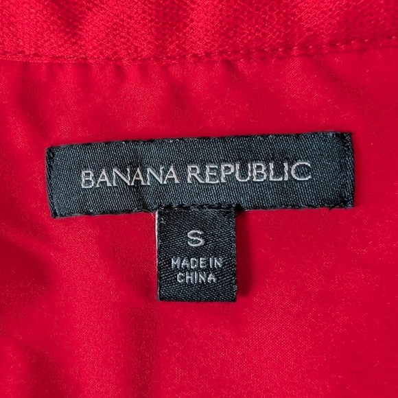 Banana Republic Red Lace Shirt Dress Size S - Bell Sleeves Collared Mini Dress - Picture 10 of 13